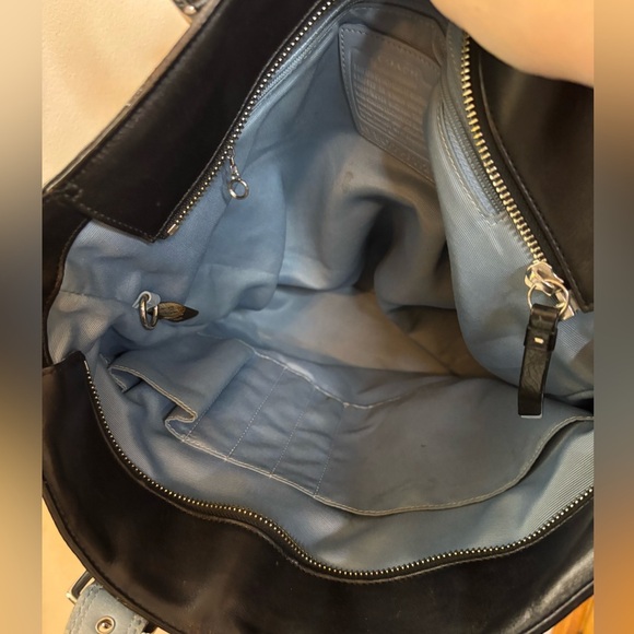 Coach Hampton Blue Black Wool Tweed Leather Trim Tote - Picture 10 of 10